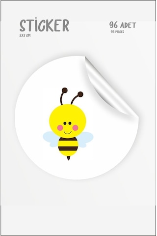 Arı Figürlü Etiket 3 x 3 CM 96 Adet