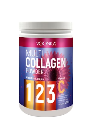Voonka Multi Collagen Powder Hidrolize Kollajen Tip 1 2 3 Vitamin C 300 G