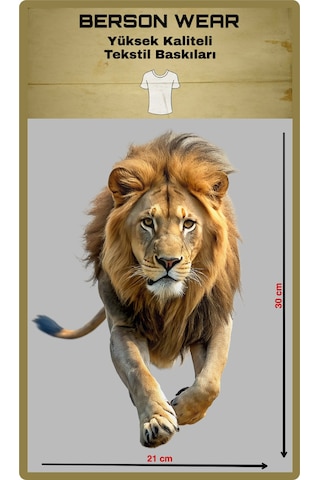 Bersonay Aslan Lion Temalı Tekstil Baskısı Ütü İle Kolay Yapışan Baskı Arma Yama