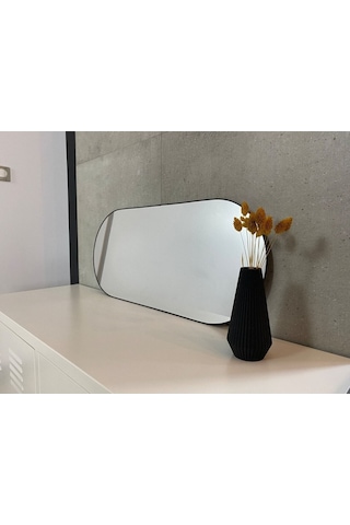 Model Alfa Dekoratif Ayna Duvar Aynası Konsol Aynası Mdf 90cm X 50 Cm Elips Ayna 90 X 50 Siyah