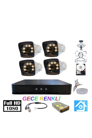 5mp Lens 1080p Warm Led 4 Kamera 500gb Hdd Güvenlik Kamerası Seti