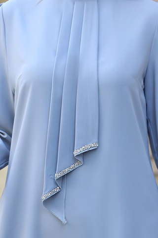 Işıltı Taş Detaylı Büyük Beden Tesettür Takım Gri