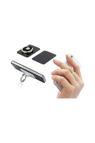 Yüzük Tasarım Telefon Tablet Tutucu Selfie Yüzüğü Siyah