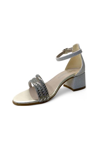 792 Kız Çocuk Topuklu Abiye Ayakkabı Sedef Simli Beyaz