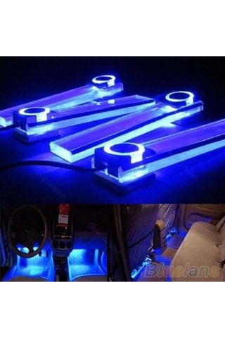 jmsstore Araba Üstü Araba Atmosferi 4'ü 1 Arada 12v Mavi Lamba Şarj Led İçi