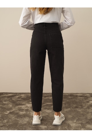 Koyu Gri Pamuk Dokulu Oversize Pantolon 201194