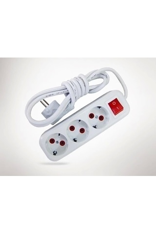2 Metre Kablolu Anahtarlı 3 Lü Topraklı Grup Priz
