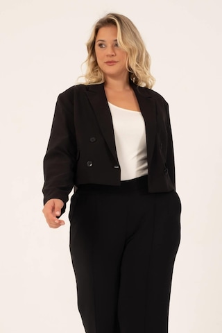 Myline Astarlı Blazer Crop Ceket - Siyah