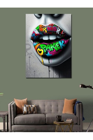 Kanvas Tablo Grafiti Dudak İfadesi 70cmx100cm