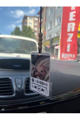 Kişiye Özel Spotify Kodlu Fotoğraflı Araç Dikiz Aynası Süsü , Hediyelik Oto Aksesuar
