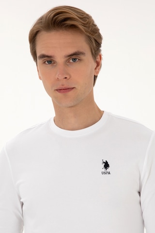 U.S. Polo Assn. Erkek Slim Fit Bisiklet Yaka Beyaz Basic Sweatshirt 50307762-VR013
