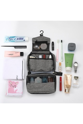 Yifomall Erkek Kadın Seyahat Makyaj Çantası, Kationik Su Geçirmez Oxford Kumaşı, Sağlık Gereçleri Organizer, Gri Renk, Dayanıklı El Çantası