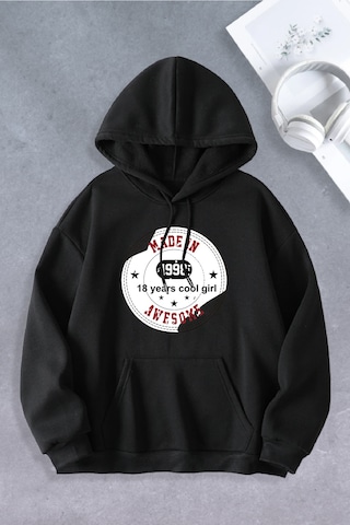 Nevermind Unisex Kadın Erkek 18 Years Cool Girl Baskılı Sweatshirt Siyah