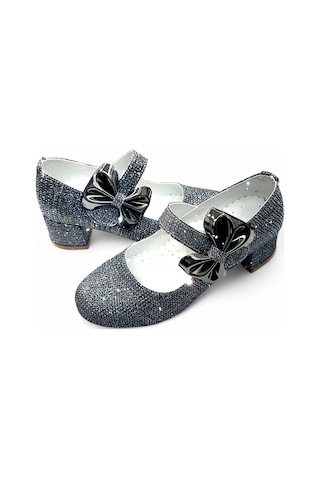 Beebron Ortopedik Topuklu Abiye Kız Çocuk Ayakkabı Shining Series Abiayk2401 Simli Antrasit Antrasit