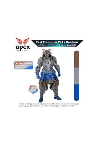 Apex3d Gökkuşağı Pla+ Filament - Metalik İhtişam 1 Kg 1.75mm