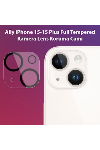 Ally Apple Uyumlu iPhone 15-15 Plus Full Tempered Kamera Lens Koruma Camı