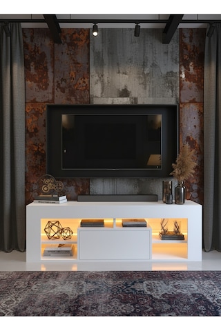 Resital Ledli Tv Ünitesi L1504-1 Beyaz Beyaz