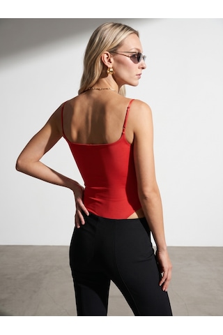 DİLVİN 21216 Askılı Bodysuit-kırmızı