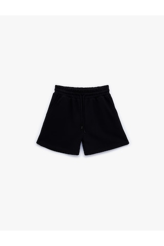 Koton Cepli Beli Bağcıklı Pamuklu Slim Fit Mini Şort Siyah 6sal40004ık Siyah
