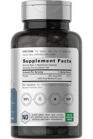 Horbäach Methyl Folate 400 Mcg 150 Vegan Caps Aromasız