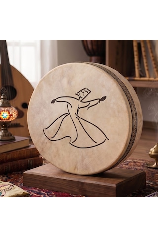 Tasarımlı Mevlana Bendir Kılıf Hediyeli