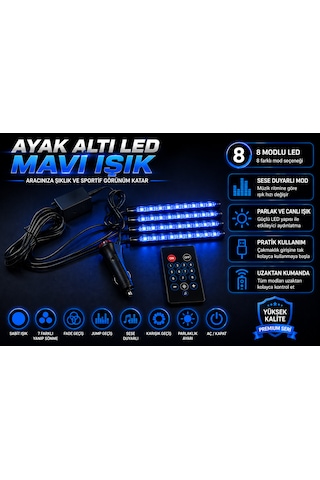Rgb Modlu Ayak Altı Led Aydınlatma Seti Çakmaklık Girişli Kumandalı Sese Duyarlı
