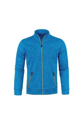 Erkek Hırka Fermuarlı Kapşonlu Siyah Yeşil Gri Kontrast Renkler Ceketler Moda Rahat Yüksek Stand Sweatshirtler Montlar Spor Giyim Yasheng Mavi