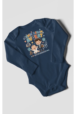 Morivokids Benim Babam Avukat Uzun Kollu Bebek Body %100 Pamuk Lacivert