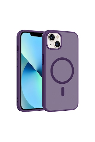 Ardemix Apple iPhone Uyumlu 14 Kılıf M-safe Şarj Özellikli Zore Babet Kapak - Derin Mor