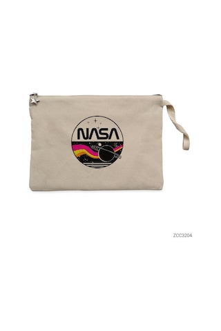 Zepplin Giyim Nasa Retro Clutch Astarlı Cüzdan / El Çantası Krem