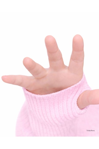 Trikonova Balıkçı Yaka Parmak Detaylı Pembe
