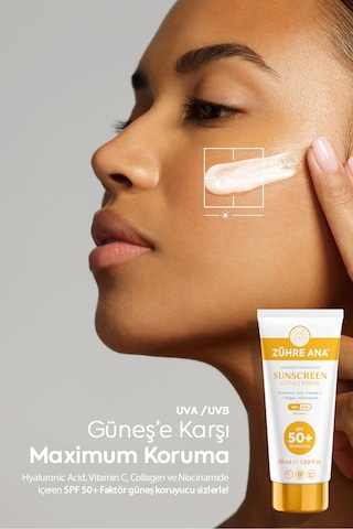 Zühre Ana Uva Uvb Leke Karşıtı Yüksek Koruma Ve Nemlendirici Etkili Güneş Kremi SPF50+ 50 ML