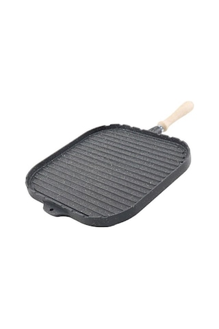 Eda Çift Taraflı 36 CM Kare Granit Izgara Gözleme Tavası Gri