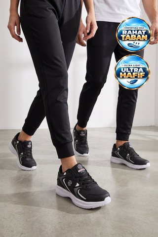 X-step Bağcıklı Hafif Rahat Siyah-beyaz Unisex Yürüyüş Ve Spor Ayakkabı Sneaker 2032 G Siyah - Beyaz