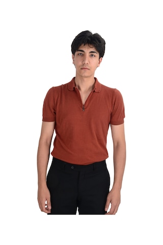 Cengiz İnler Yarım Fermuarlı Merserize Erkek Triko T-shirt 001