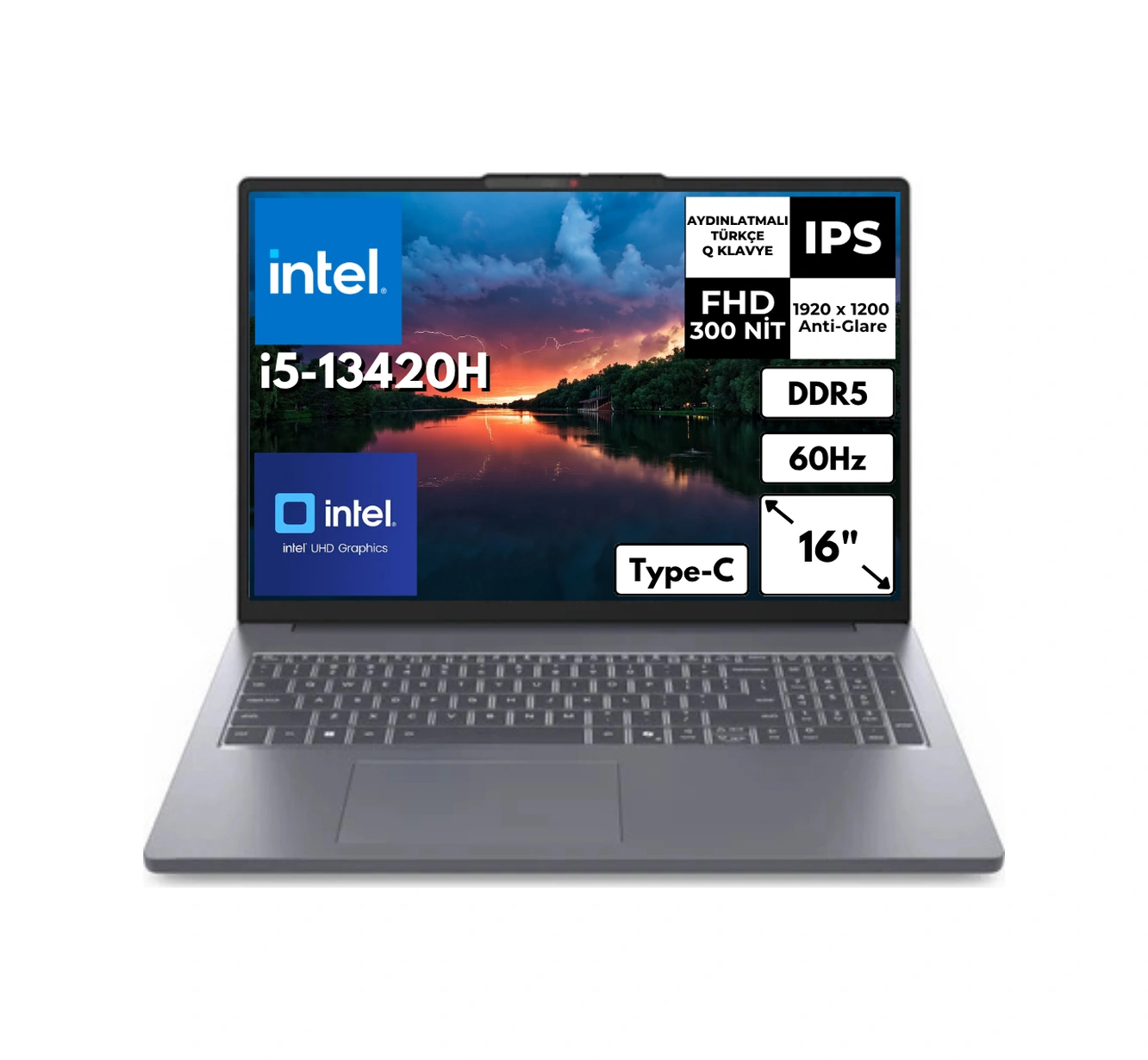 Lenovo IdeaPad Slim 3 16IRH10 83K20073TRAT8 i5-13420H 24 GB 512 GB SSD 16" Free Dos Dizüstü Bilgisayar