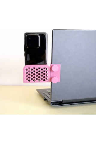 Vaveni 3d Baskı Monitor Telefon Tutucu - Petek Desenli Laptop Kenar Telefon Tutucu-pembe Arz