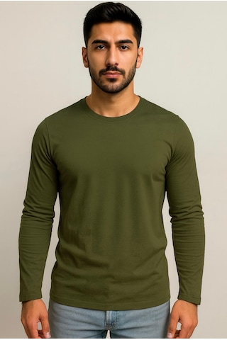 Axxel Erkek Haki Uzun Kollu T-shirt-d240 Haki