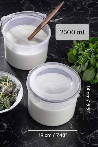 Meleni Home Vakum Kapaklı Yoğurt Kefir Mayalama Kabı Sızdırmaz Contalı Saklama Kabı 2.5 L