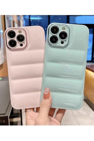 Apple Uyumlu iPhone Akfa 15 Pro Puffy Serisi Kamera Korumalı Silikon Telefon Kılıfı Su Yeşili