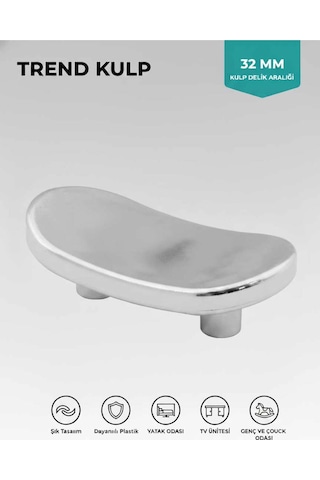 Lüks Trend Kulp Krom 32 Mm Mobiya Yatak Odası Tv Ünitesi Konsol Çocuk Ve Genç Odası Kulpu Siyah