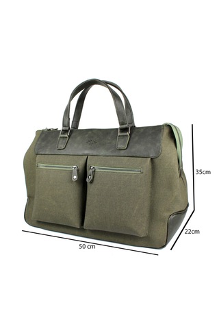 Seyahat Çantası Spor Çanta Haki Kanvas Kumaş El Valizi Haki