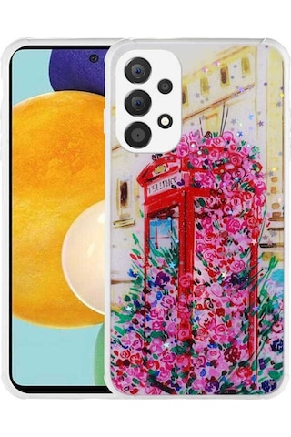 Galaxy A23 Kılıf Simli Desenli Kamera Korumalı Parlak Zore Popy Kapak Kulübe