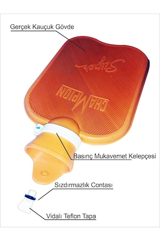 M3 Decorium Gerçek Vulkanize Kauçuk Termofor Contalı Kelepçeli Sıcak Su Torbası Kesesi