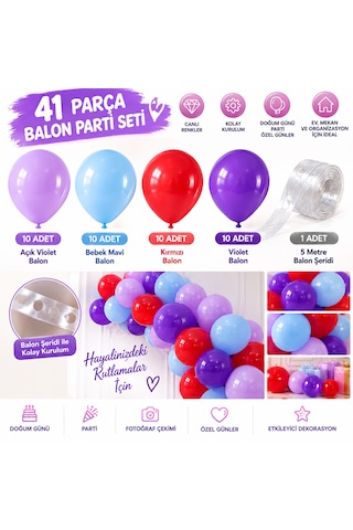 41 Parça Balon Parti Seti Renkli Ve Eğlenceli Kutlamalar İçin Çok Renkli