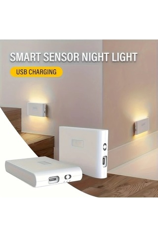 Fastbuy 1 Adet Akıllı Usb Işık Hareket Sensörü Duvar Lambası Şarj Edilebilir Yatak Odası Hol Dolap Mutfak Aydınlatma