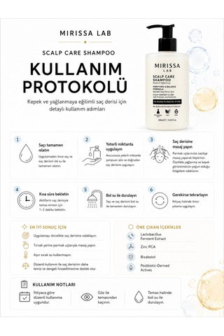 Mirissa Lab Kepek Ve Yağlanma Karşıtı Sülfatsız ve Tuzsuz Saç Derisi Şampuanı 300 ML