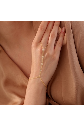 925 Ayar Gümüş El Üstü Zirkon Taşlı Şahmeran Altın