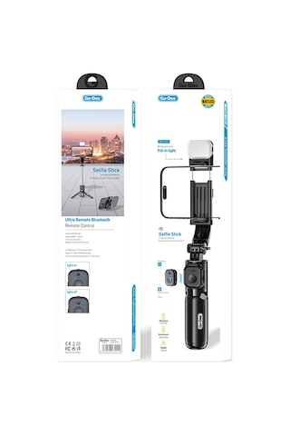 Go Des Gd-st67 Canlı Yayın Dolgu Işıklı Kumandalı 360 Derece Dönebilen Selfie Çubuğu Ve Tripod Siyah