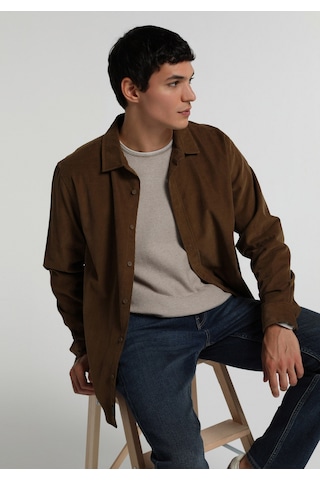 Colin's Colins Regular Fit Shirt Neck Düz Erkek Kahverengi Uzun Kol Gömlek Cl1083257 Q1.v2 Cml Camel